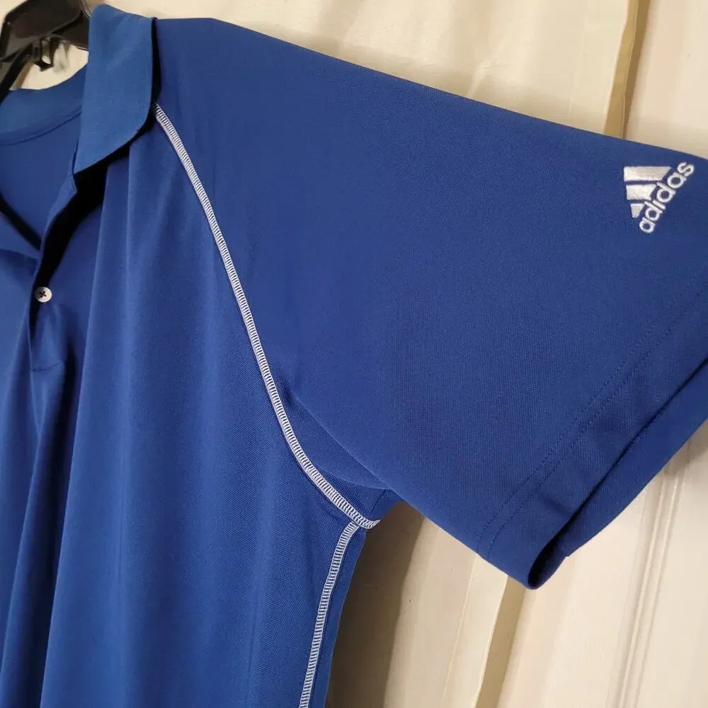 XL Adidas Blue Polo Shirt with White Stitching